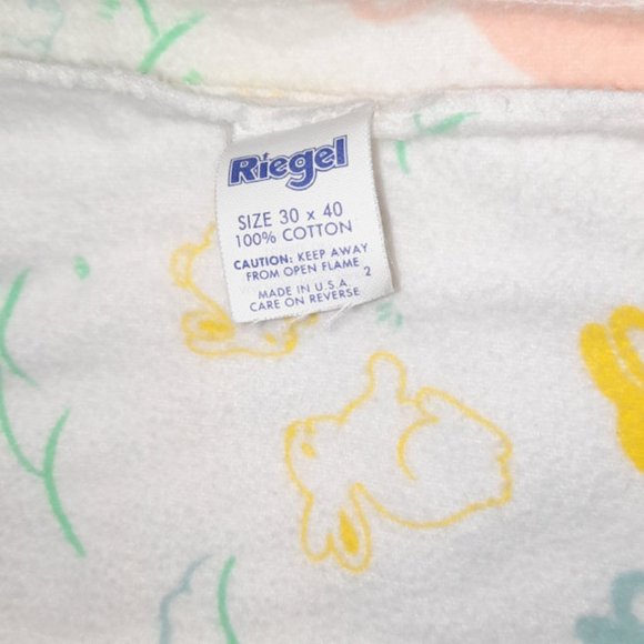 Vintage Riegel Pastel Bunny Flannel Baby Receiving Lovey Blanket 30" X 37" - Picture 7 of 7
